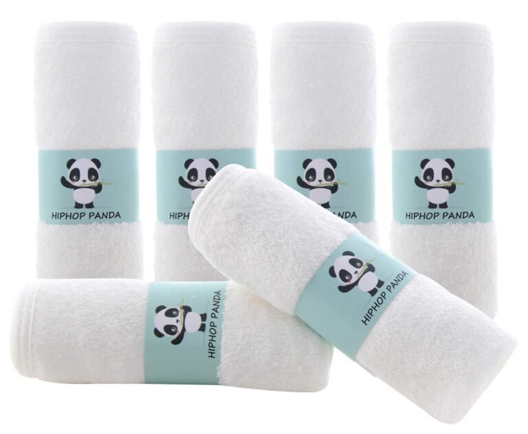HIPHOP PANDA ultra-soft white baby washcloths – bamboo rayon 6-pack for newborn bath and face use