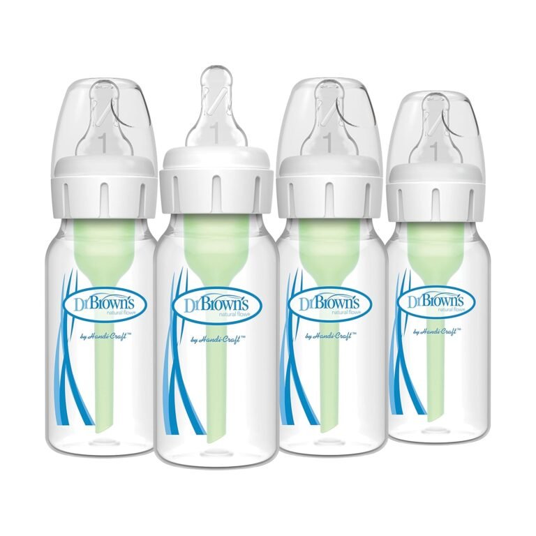 Dr. Brown's Natural Flow Anti-Colic Narrow Baby Bottles – 4 oz slow flow newborn feeding bottles, 4-pack