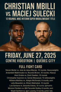 Christian Mbilli vs. Maciej Sulecki Fight Poster – WBC Interim Super Middleweight Title, June 27, 2025