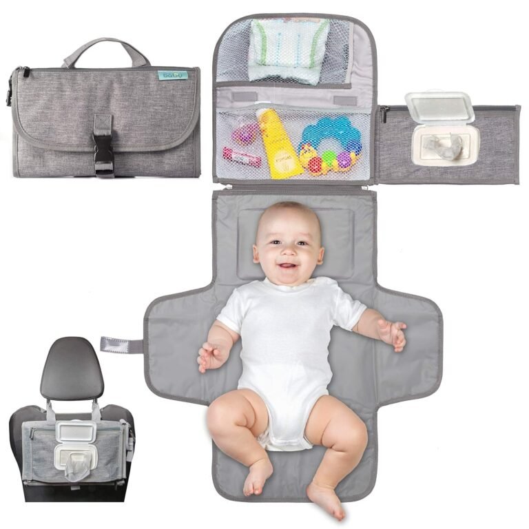 Kopi Baby Portable Diaper Changing Pad with Wipes Pocket and Storage Pouches – Grey”